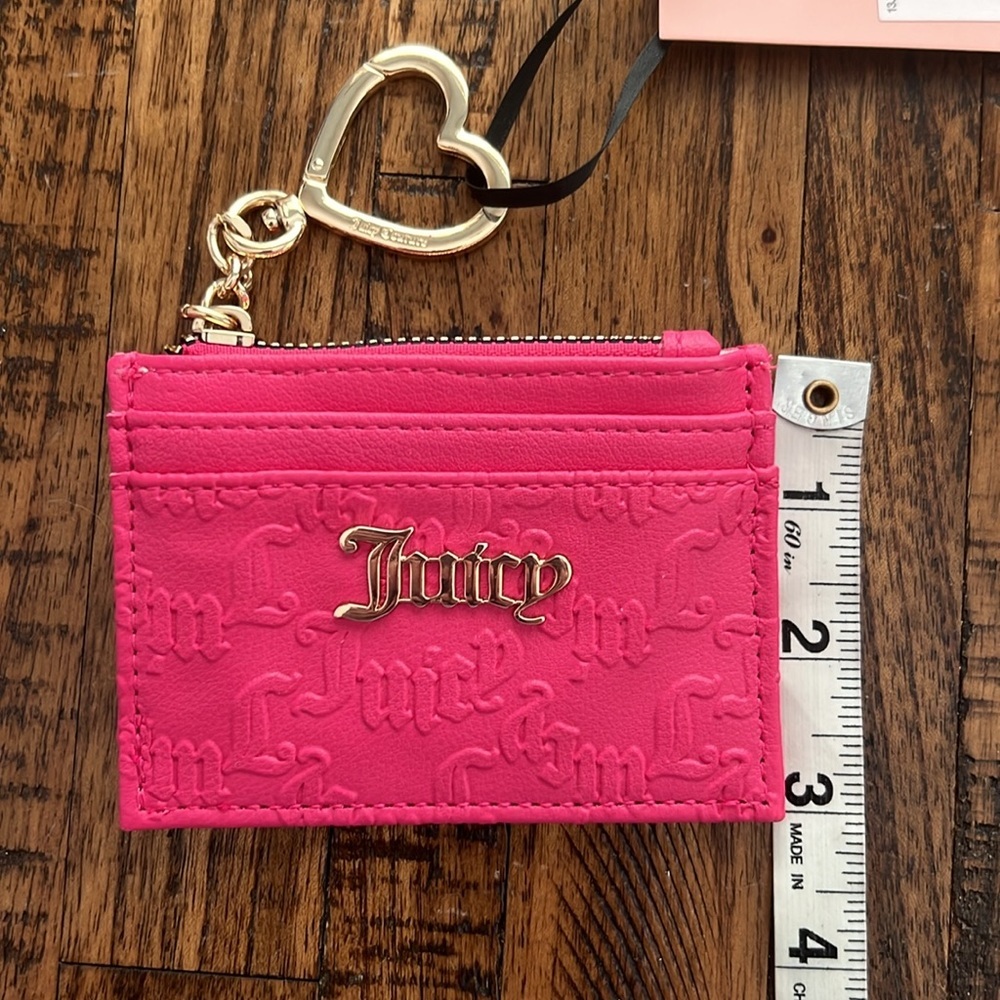 Juicy Couture PINK FLASH SPRING FLING Card Holder with Heart Keychain NWT - Picture 8 of 9